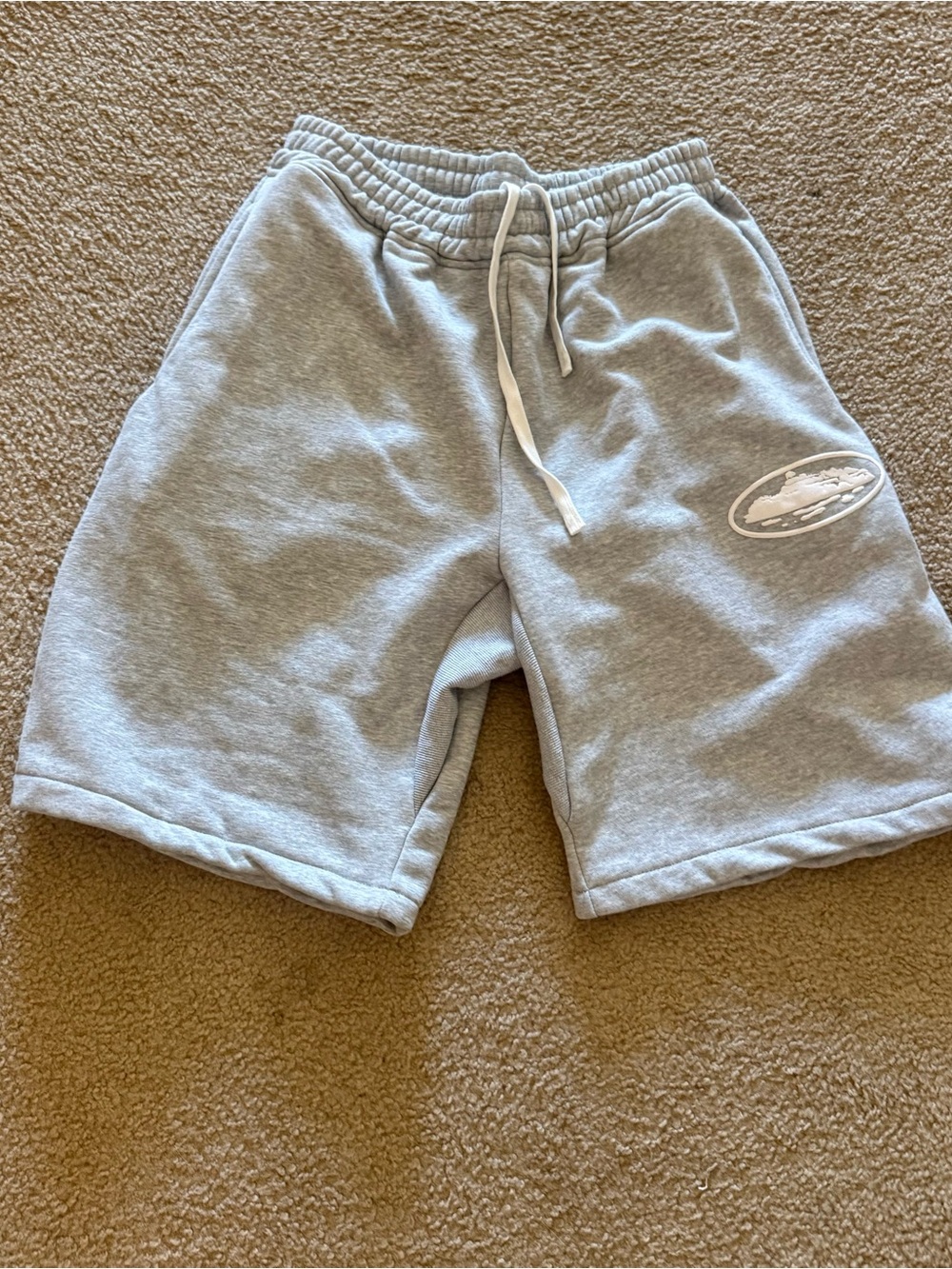 Kids Light Gray Fleece Drawstring Shorts M